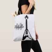 名前、イニシャル&ブラックトレブルクレフ、 音符記号ミュージックトートバッグ トートバッグ (クローズアップ)