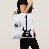 名前、イニシャル&ブラックトレブルクレフ、 音符記号ミュージックトートバッグ トートバッグ (クローズアップ)