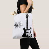 名前、イニシャル&ブラックトレブルクレフ、 音符記号ミュージックトートバッグ トートバッグ (クローズアップ)