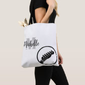 名前、イニシャル&ブラックトレブルクレフ、 音符記号ミュージックトートバッグ トートバッグ (クローズアップ)