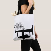 名前、イニシャル&ブラックトレブルクレフ、 音符記号音楽ギタートット トートバッグ (クローズアップ)