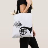 名前、イニシャル&ブラックトレブルクレフ、 音符記号音楽ギタートット トートバッグ (クローズアップ)