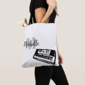 名前、イニシャル&ブラックトレブルクレフ、 音符記号音楽ギタートット トートバッグ (クローズアップ)