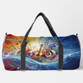 名前、イニシャル、ミュージックノートの展開抽象芸術の追加 ダッフルバッグ (正面)