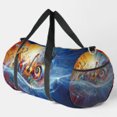 名前、イニシャル、ミュージックノートの展開抽象芸術の追加 ダッフルバッグ (右コーナー)