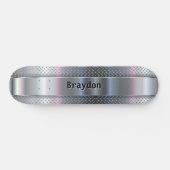 名前、イニシャル、メタルシャインチェッカープレートの外観を追加 スケートボード (横)