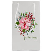 名前、エレガントピンクポインセチア花束 スモールペーパーバッグ (正面)