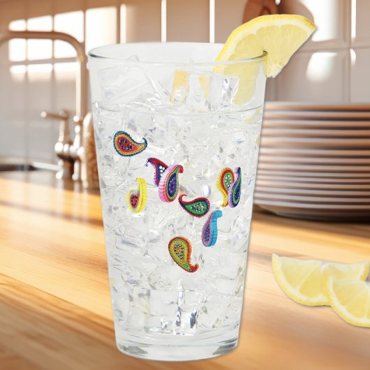 名前、エレガント紙クイルペイズリー16oz Pint タンブラーグラス