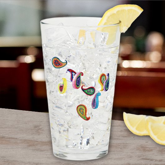 名前、エレガント紙クイルペイズリー16oz Pint タンブラーグラス