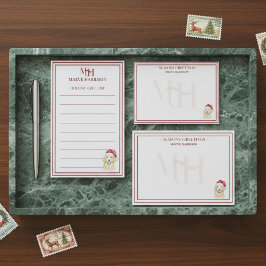 名前 オーダーメイド 手描き ゴールデンレトリバー サンタ帽子 ノートカード