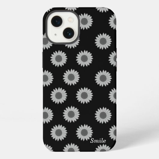 名前　カスタマイズ　ひまわり　ブラック      iPhoneケース (裏面)