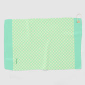 名前　カスタム　タータンチェック（ミントグリーン）       ゴルフタオル (横)