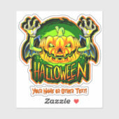 名前、カボチャ頭スケルトン手ウィンググリーン シール (シート)