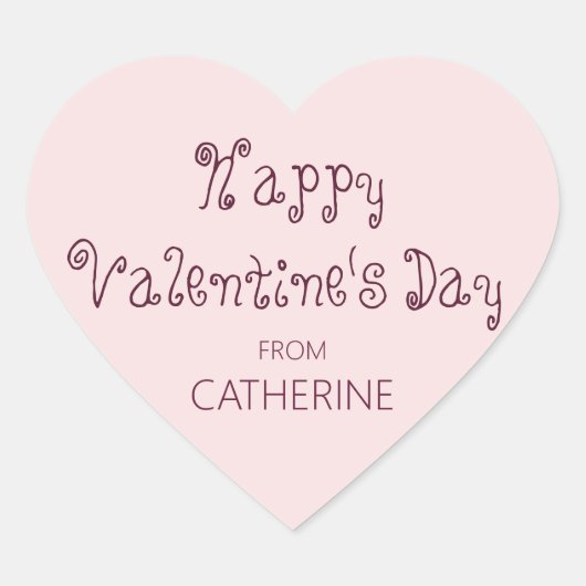 「名前」キッズからのハッピーバレンタインデー ハートシール (正面)