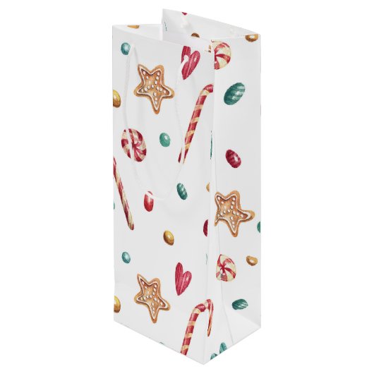 名前、キャンディ&スイーツ、クリスマスウィンターホリデー ワインギフトバッグ (裏面アングル)