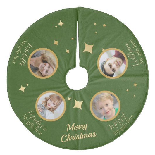 名前&ギフトプレイス付きフォトクリスマスツリースカート フリース ツリースカート (正面)