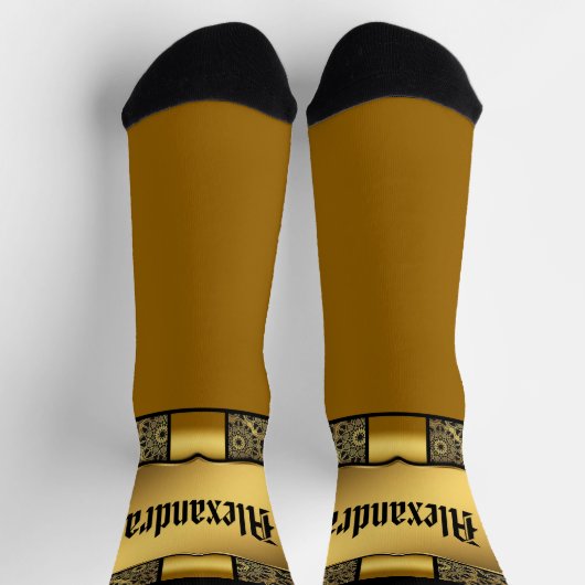 名前、ゴールデンシールドを金ゴールドリボンに追加&レースの外観 ソックス (上部)