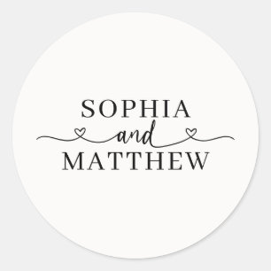 名前 スクリプト ハート ウェディング ラウンドシール