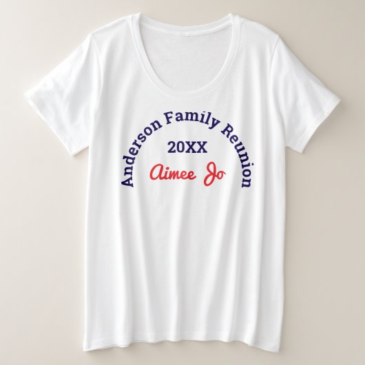 名前 || スタイリッシュな家族再会 ホワイト プラスサイズTシャツ (デザイン正面)