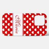 名前、スタイリッシュ赤と白ハートパターン Case-Mate iPhoneケース (裏面 (横))