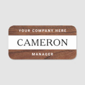 名前、タイトル、会社名タグ付き木目 名札 (正面)