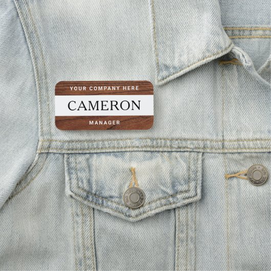 名前、タイトル、会社名タグ付き木目 名札 (インサイチュ)