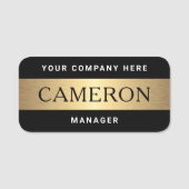 名前、タイトル、会社名モダン黒ゴールデン 名札 (正面)