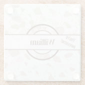 名前、タンとベージュのテラゾパターン ガラスコースター (裏面)