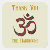 名前.タータンチェックOMシンボル3-in Thank You Sticker スクエアシール (正面)