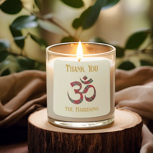 名前.タータンチェックOMシンボル3-in Thank You Sticker スクエアシール