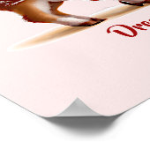 名前 テキストを追加, かわいい鹿の赤ちゃん - ピンクの背景に鹿 ポスター (角)