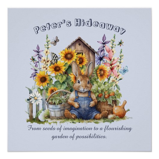 名前 テキスト 花園 向日葵 ウサギ ポスター (正面)