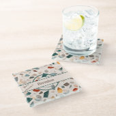 名前，テクスチャ大きなチップモザイクテラゾパターン ガラスコースター (アングル)