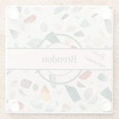 名前，テクスチャ大きなチップモザイクテラゾパターン ガラスコースター (裏面)