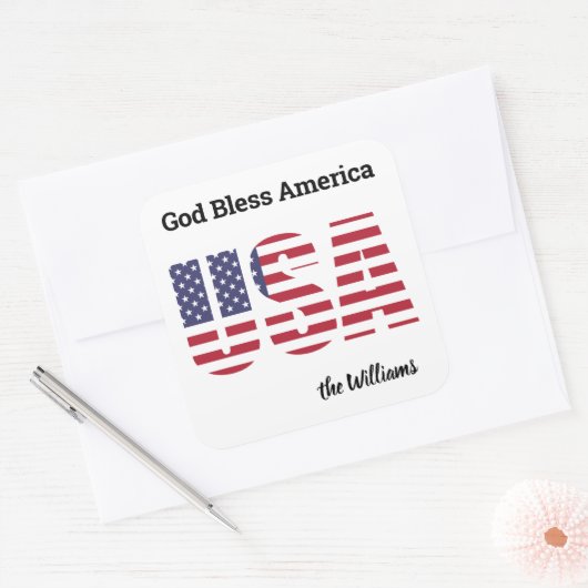 名前、トレンディーUSA神の祝福アメリカ3、または1.5-in スクエアシール (封筒)
