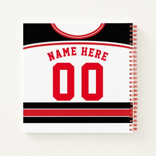 名前&ナンバーアイスホッケージャージーノートブック ノートブック (裏面)