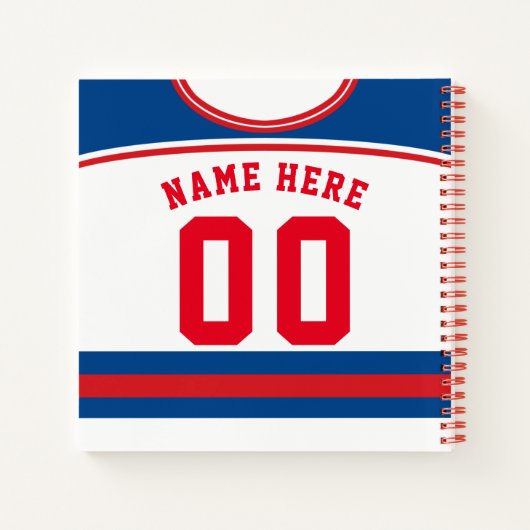 名前&ナンバーアイスホッケージャージーノートブック ノートブック (裏面)
