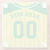 名前&ナンバーコースターグリーンピンストライプ野球 ガラスコースター (裏面)