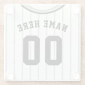 名前&ナンバーコースターグレーピンストライプ野球 ガラスコースター (裏面)