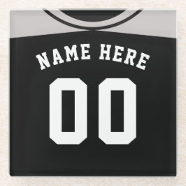 名前&ナンバーコースター、グレーベースボールソフトボール ガラスコースター