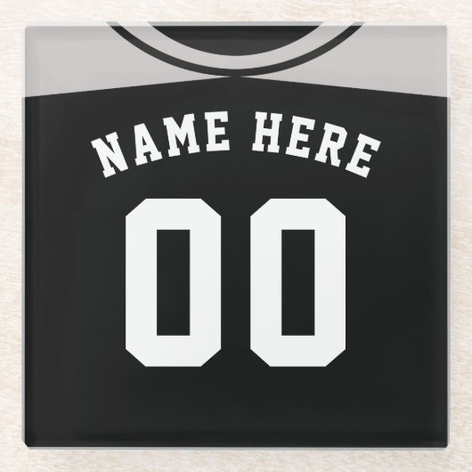 名前&ナンバーコースター、グレーベースボールソフトボール ガラスコースター (正面)