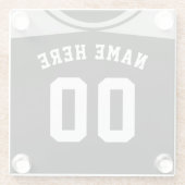 名前&ナンバーコースター、グレーベースボールソフトボール ガラスコースター (裏面)