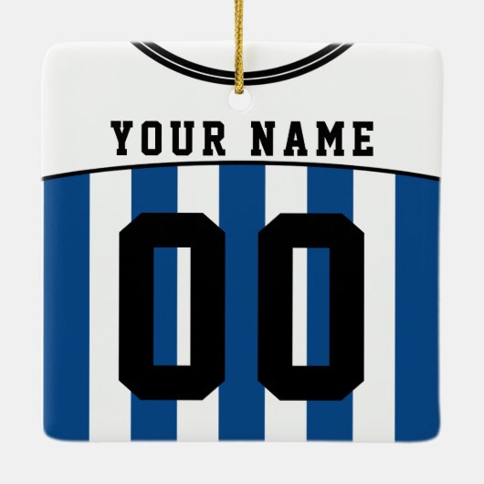名前&ナンバーサッカーサッカージャージーテンプレート セラミックオーナメント (裏面)