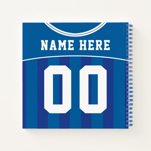 名前&ナンバーサッカーサッカーブルージャージーノート ノートブック (裏面)