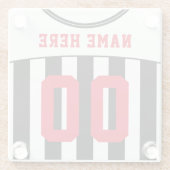 名前&ナンバージャージーコースター、サッカーサッカー ガラスコースター (裏面)