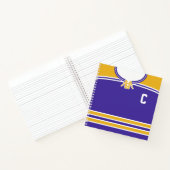 名前&ナンバーパープル金ゴールドホッケージャージー ノートブック (内部)