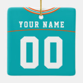 名前&ナンバーフットボールラクロスジャージーテンプレート セラミックオーナメント (裏面)