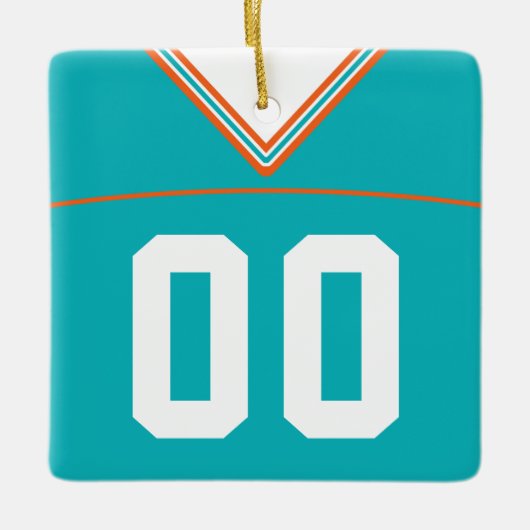 名前&ナンバーフットボールラクロスジャージーテンプレート セラミックオーナメント (正面)