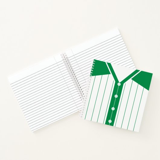 名前&ナンバーベースボールソフトボールグリーンジャージー ノートブック (内部)