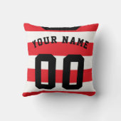 名前&ナンバーレッドラグビーストライプビーサッカーピロー クッション (裏面)